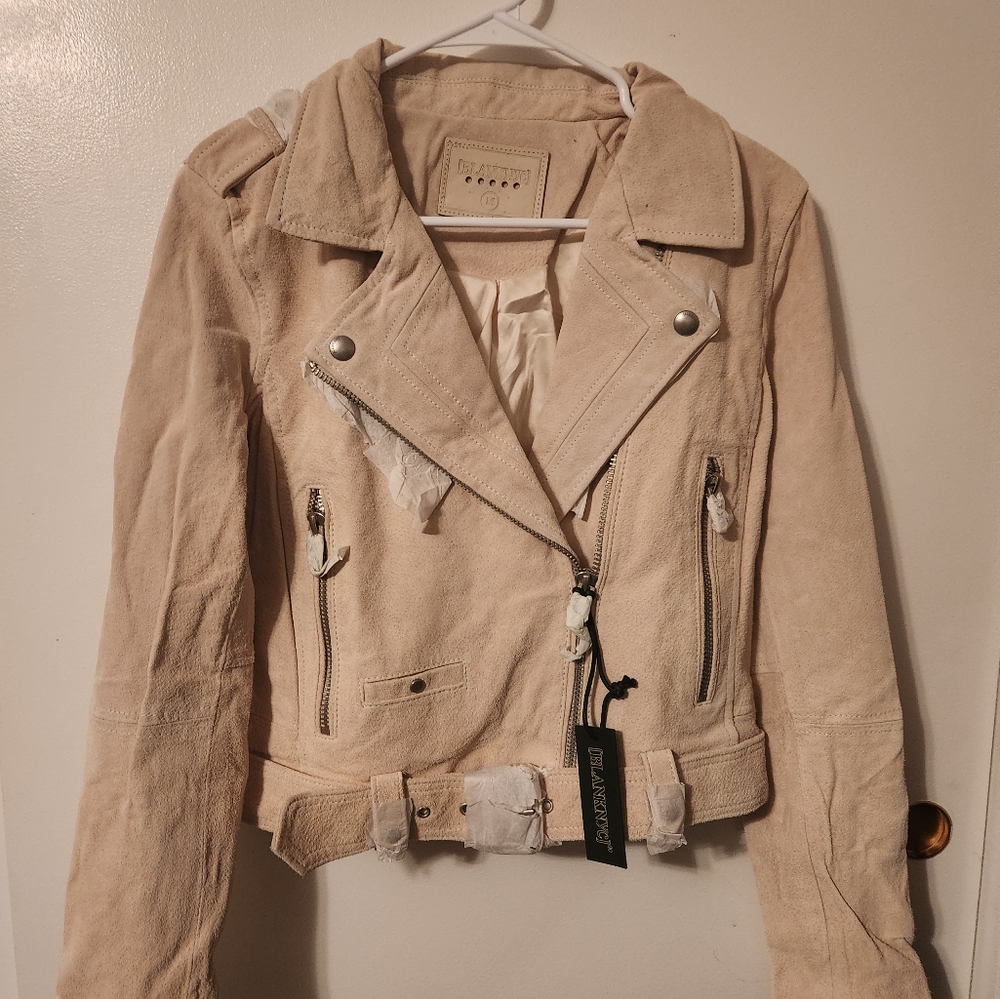 Suede leather women's blank nyc moto jacket